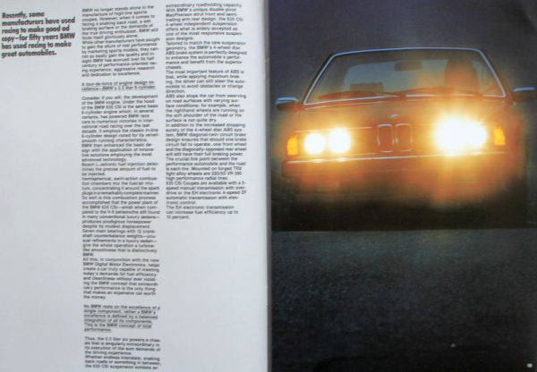 BMW 635 CSi Modellprogramm 1986 Automobilprospekt (10223)